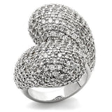 Alamode Rhodium Brass Ring with AAA Grade CZ in Clear - Alamode
