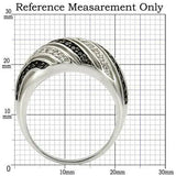 Alamode Rhodium + Ruthenium Brass Ring with AAA Grade CZ in Jet - Alamode - Flyclothing LLC