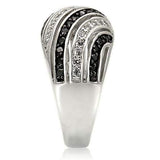 Alamode Rhodium + Ruthenium Brass Ring with AAA Grade CZ in Jet - Alamode - Flyclothing LLC