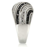Alamode Rhodium + Ruthenium Brass Ring with AAA Grade CZ in Jet - Alamode - Flyclothing LLC
