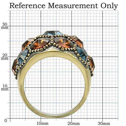 Alamode Antique Copper Brass Ring with Top Grade Crystal in Multi Color - Alamode - Flyclothing LLC