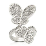 Alamode Rhodium Brass Ring with AAA Grade CZ in Clear - Alamode - Flyclothing LLC