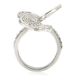 Alamode Rhodium Brass Ring with AAA Grade CZ in Clear - Alamode - Flyclothing LLC