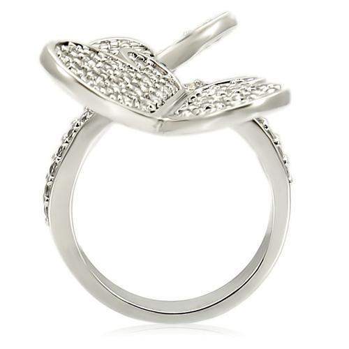 Alamode Rhodium Brass Ring with AAA Grade CZ in Clear - Alamode - Flyclothing LLC