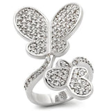 Alamode Rhodium Brass Ring with AAA Grade CZ in Clear - Alamode
