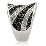Alamode Rhodium + Ruthenium Brass Ring with AAA Grade CZ in Jet - Alamode - Flyclothing LLC