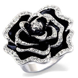Alamode Rhodium Brass Ring with Top Grade Crystal in Clear - Alamode - Flyclothing LLC