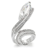 Alamode Rhodium Brass Ring with AAA Grade CZ in Clear - Alamode - Flyclothing LLC