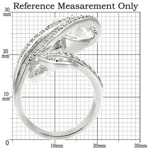 Alamode Rhodium Brass Ring with AAA Grade CZ in Clear - Alamode - Flyclothing LLC