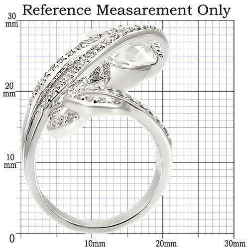 Alamode Rhodium Brass Ring with AAA Grade CZ in Clear - Alamode - Flyclothing LLC