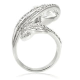 Alamode Rhodium Brass Ring with AAA Grade CZ in Clear - Alamode