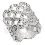 Alamode Rhodium Brass Ring with AAA Grade CZ in Clear - Alamode