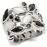 Alamode Rhodium Brass Ring with Milky CZ in Multi Color - Alamode