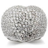 Alamode Rhodium Brass Ring with AAA Grade CZ in Clear - Alamode