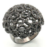Alamode Ruthenium Brass Ring with AAA Grade CZ in Jet - Alamode - Flyclothing LLC