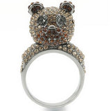Alamode Ruthenium Brass Ring with Top Grade Crystal in Multi Color - Alamode