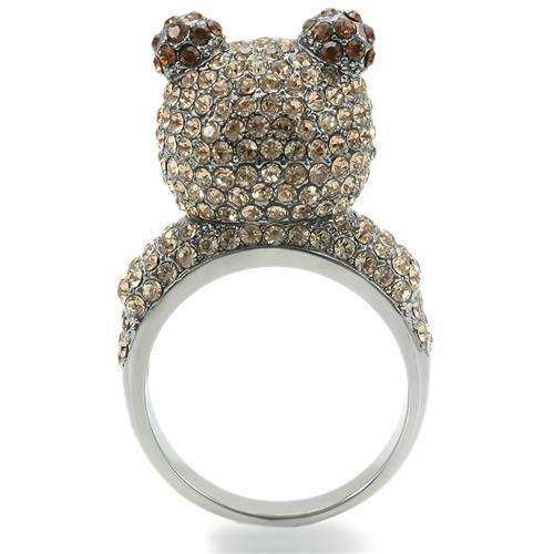 Alamode Ruthenium Brass Ring with Top Grade Crystal in Multi Color - Alamode - Flyclothing LLC