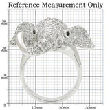 Alamode Rhodium Brass Ring with Top Grade Crystal in Jet - Alamode
