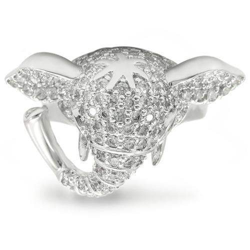 Alamode Rhodium Brass Ring with Top Grade Crystal in Jet - Alamode - Flyclothing LLC