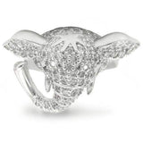 Alamode Rhodium Brass Ring with Top Grade Crystal in Jet - Alamode - Flyclothing LLC