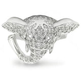 Alamode Rhodium Brass Ring with Top Grade Crystal in Jet - Alamode