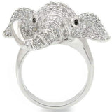 Alamode Rhodium Brass Ring with Top Grade Crystal in Jet - Alamode - Flyclothing LLC