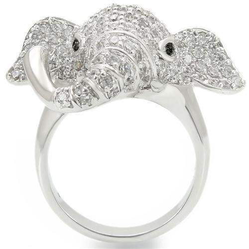 Alamode Rhodium Brass Ring with Top Grade Crystal in Jet - Alamode - Flyclothing LLC