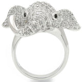 Alamode Rhodium Brass Ring with Top Grade Crystal in Jet - Alamode