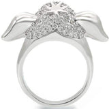 Alamode Rhodium Brass Ring with Top Grade Crystal in Jet - Alamode - Flyclothing LLC