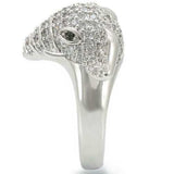 Alamode Rhodium Brass Ring with Top Grade Crystal in Jet - Alamode - Flyclothing LLC