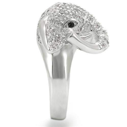 Alamode Rhodium Brass Ring with Top Grade Crystal in Jet - Alamode - Flyclothing LLC