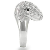 Alamode Rhodium Brass Ring with Top Grade Crystal in Jet - Alamode - Flyclothing LLC