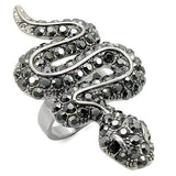 Alamode Ruthenium Brass Ring with Top Grade Crystal in Jet - Alamode - Flyclothing LLC