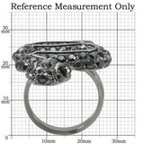 Alamode Ruthenium Brass Ring with Top Grade Crystal in Jet - Alamode - Flyclothing LLC