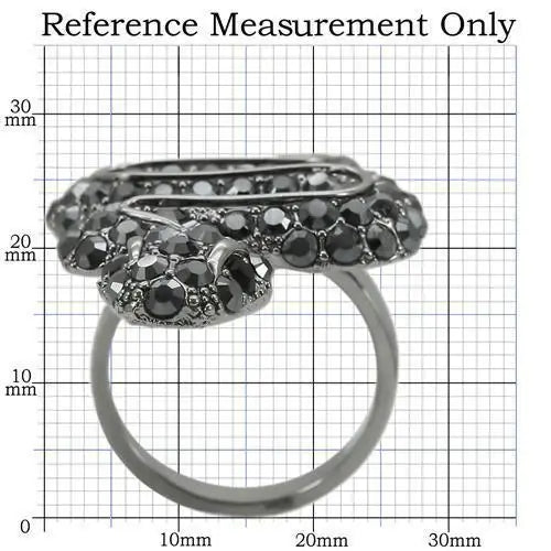 Alamode Ruthenium Brass Ring with Top Grade Crystal in Jet - Alamode - Flyclothing LLC