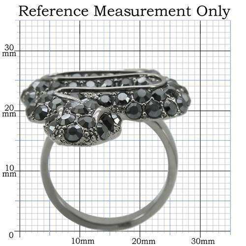 Alamode Ruthenium Brass Ring with Top Grade Crystal in Jet - Alamode - Flyclothing LLC