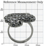 Alamode Ruthenium Brass Ring with Top Grade Crystal in Jet - Alamode