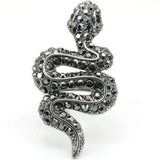 Alamode Ruthenium Brass Ring with Top Grade Crystal in Jet - Alamode - Flyclothing LLC