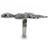 Alamode Ruthenium Brass Ring with Top Grade Crystal in Jet - Alamode - Flyclothing LLC