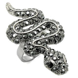 Alamode Ruthenium Brass Ring with Top Grade Crystal in Jet - Alamode