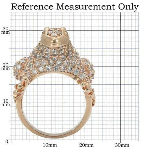 Alamode Rose Gold Brass Ring with AAA Grade CZ in Jet - Alamode - Flyclothing LLC