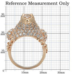 Alamode Rose Gold Brass Ring with AAA Grade CZ in Jet - Flyclothing LLC