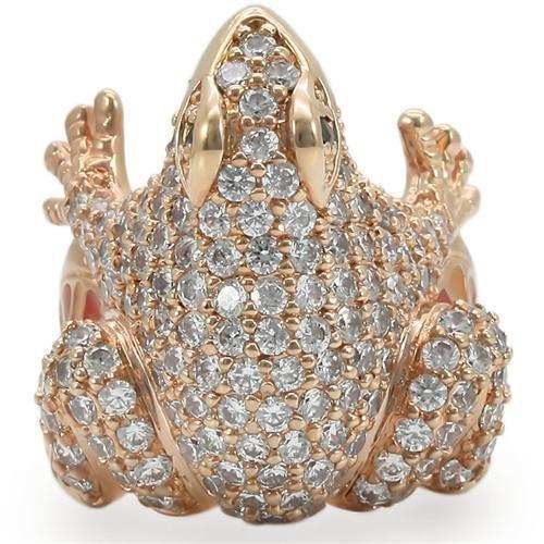 Alamode Rose Gold Brass Ring with AAA Grade CZ in Jet - Alamode - Flyclothing LLC