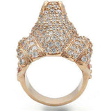 Alamode Rose Gold Brass Ring with AAA Grade CZ in Jet - Alamode - Flyclothing LLC