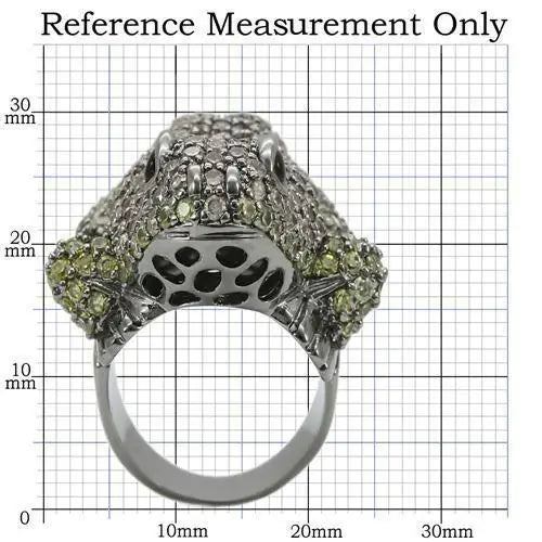 Alamode Ruthenium Brass Ring with AAA Grade CZ in Multi Color - Alamode - Flyclothing LLC