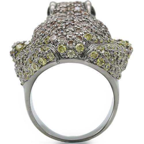 Alamode Ruthenium Brass Ring with AAA Grade CZ in Multi Color - Alamode - Flyclothing LLC