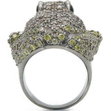 Alamode Ruthenium Brass Ring with AAA Grade CZ in Multi Color - Alamode - Flyclothing LLC