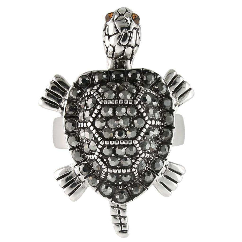 Alamode Rhodium Brass Ring with Top Grade Crystal in Multi Color - Alamode - Flyclothing LLC