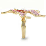 Alamode Gold Brass Ring with Top Grade Crystal in Multi Color - Alamode - Flyclothing LLC