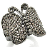 Alamode Ruthenium Brass Ring with AAA Grade CZ in Champagne - Alamode - Flyclothing LLC